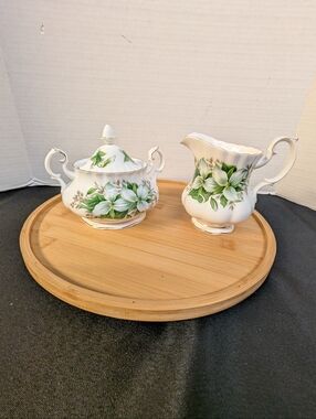 Royal Albert Bone China Trillium Floral Large Creamer & Sugar Bowl  Set Lot